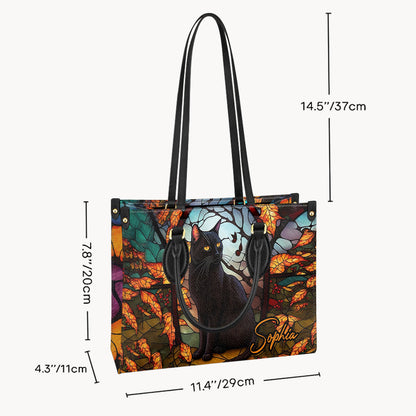 Black Cat - Personalized Black Cat Leather Handbag