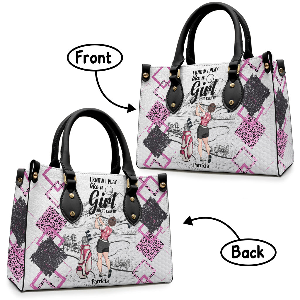 Golf Instruction - Golf gift for her, girlfriend, wife, daughter - Personalized Leather Handbag