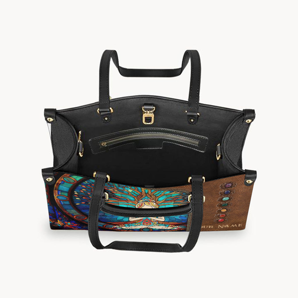 Namaste Green - Personalized Yoga Leather Handbag
