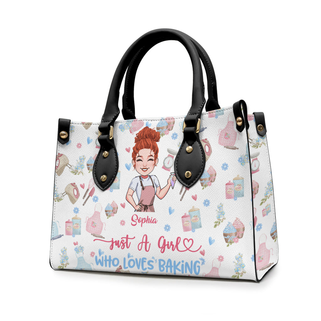Just A Girl Who Loves Baking - Personalized Baking Leather Handbag