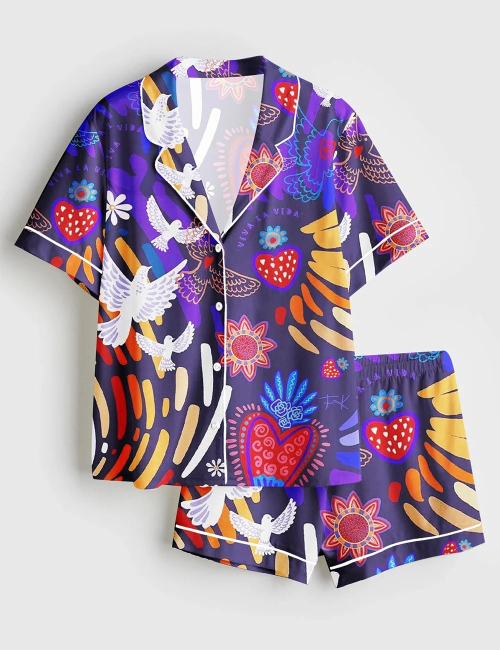 Women's Viva La Vida Short Sleeve Satin Pajama Set