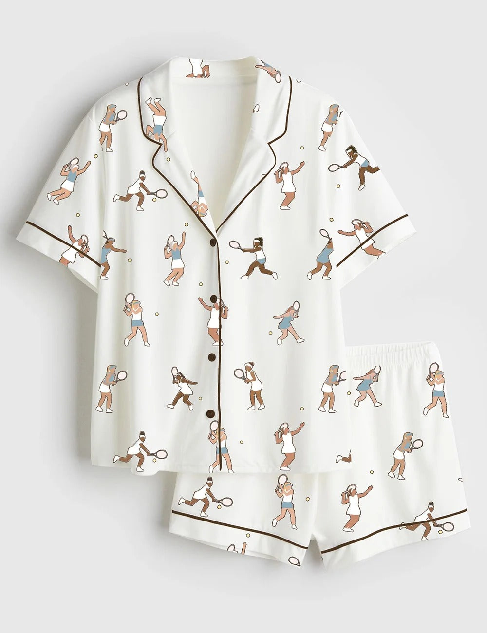 Women’s Tennis Players Tennis-themed Gifts Short Sleeve Satin Pajama Set