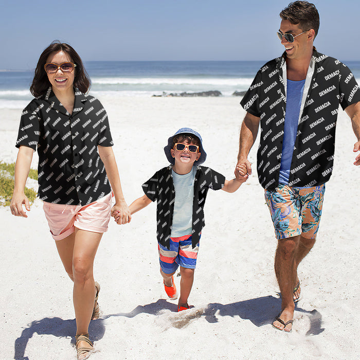 Custom Hawaiian Shirt with Text Parent-child Wears Personalised Name Hawaiian Shirt Gift for Family
