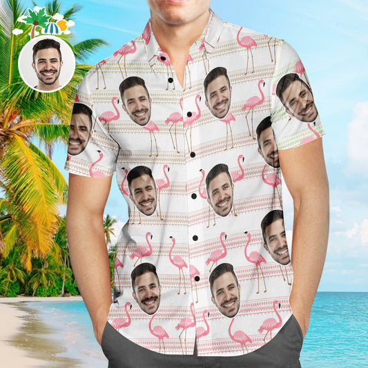 Léine Haváíais Saincheaptha Flamingo Paradise Pearsantaithe Aloha Beach Shirt For Men