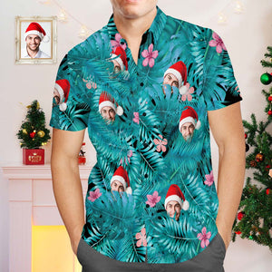 Christmas Gifts,Custom Face Shirt Men's Hawaiian Shirt Black Cat