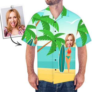 Custom Face Men's Hawaiian Shirt Vacation Surfing