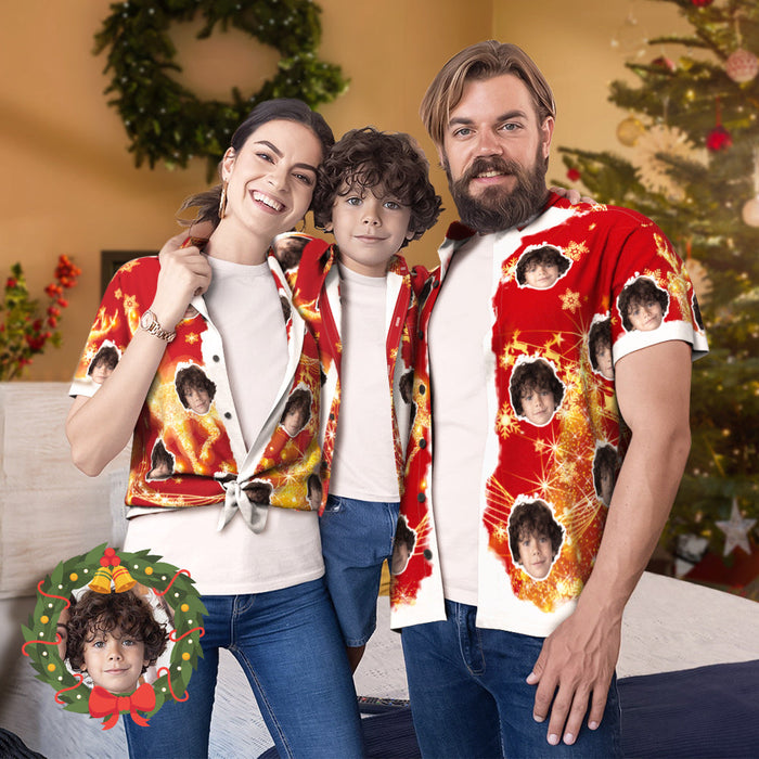 Custom Face Merry Christmas Family Matching Aloha Set Personalised Matching Hawaii Tees