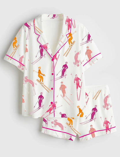 Women's Apre?s Ski Short Sleeve Satin Pajama Set
