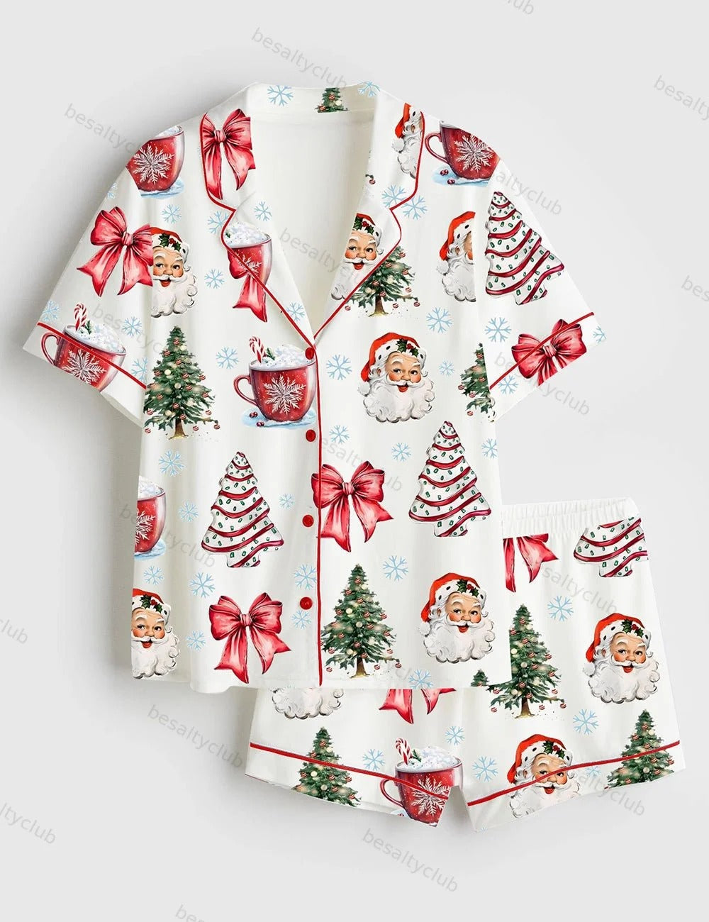 Coquette Christmas Satin Pajama Set