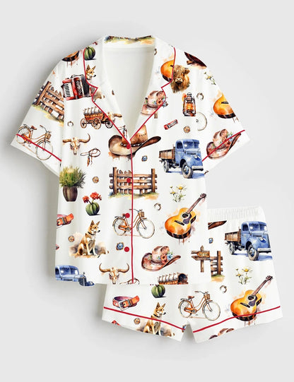 Women's Western Collection Short Sleeve Satin Pajama Set