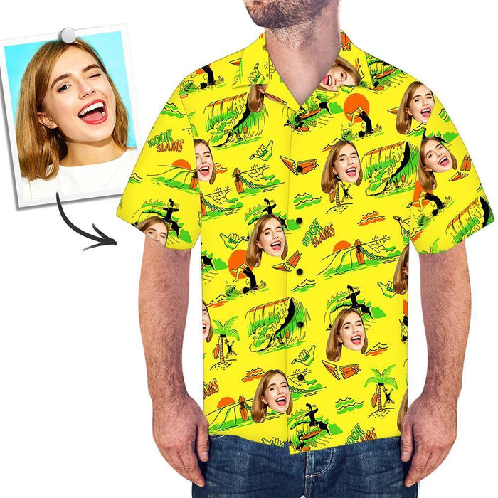 Custom Hawaiian Shirts Surfing Together Personalized Aloha Beach Shirt For Men