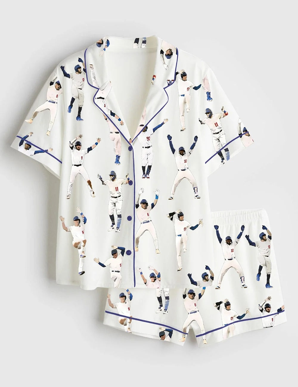 Women's Baseball League Short Sleeve Satin Pajama Set