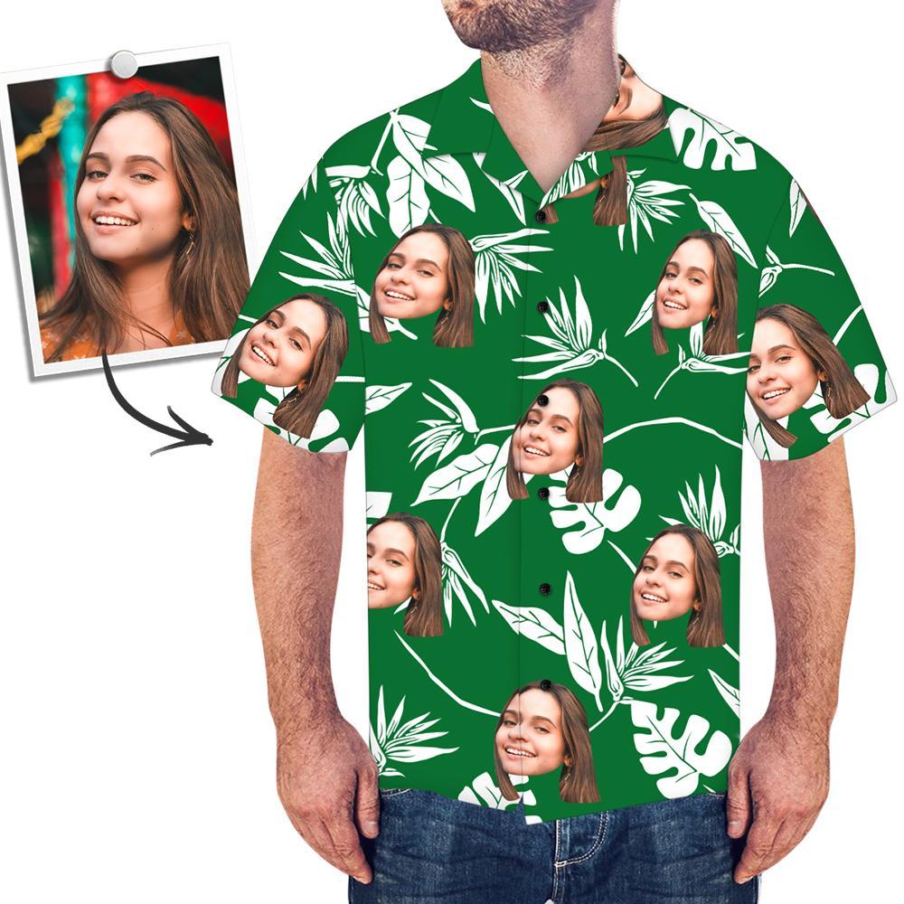 Custom Face Green Hawaiian Shirt