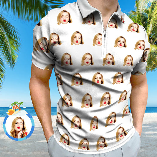 Léine Polo Aghaidh an Chustaim le Léine Polo na bhFear Zipper dó