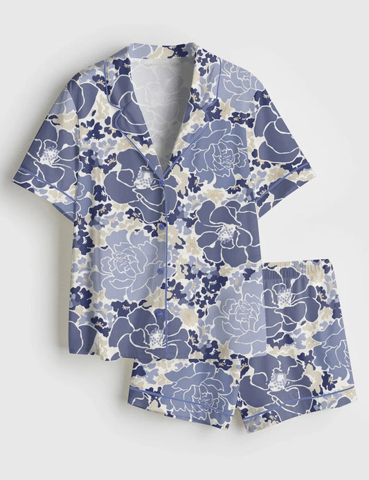 Women’s Floral Beats Bright Short Sleeve Satin Pajama Set