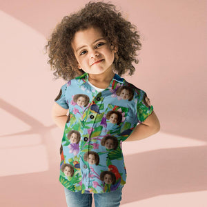 Custom Face Shirt Kid's Hawaiian Shirt Colorful Parrot