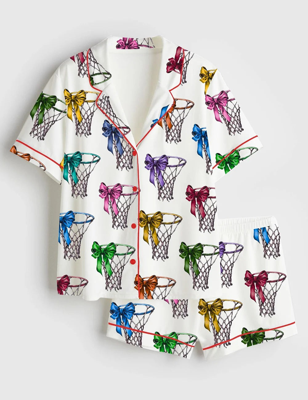 Women’s Coquette Basketball Game Day Short Sleeve Satin Pajama Set