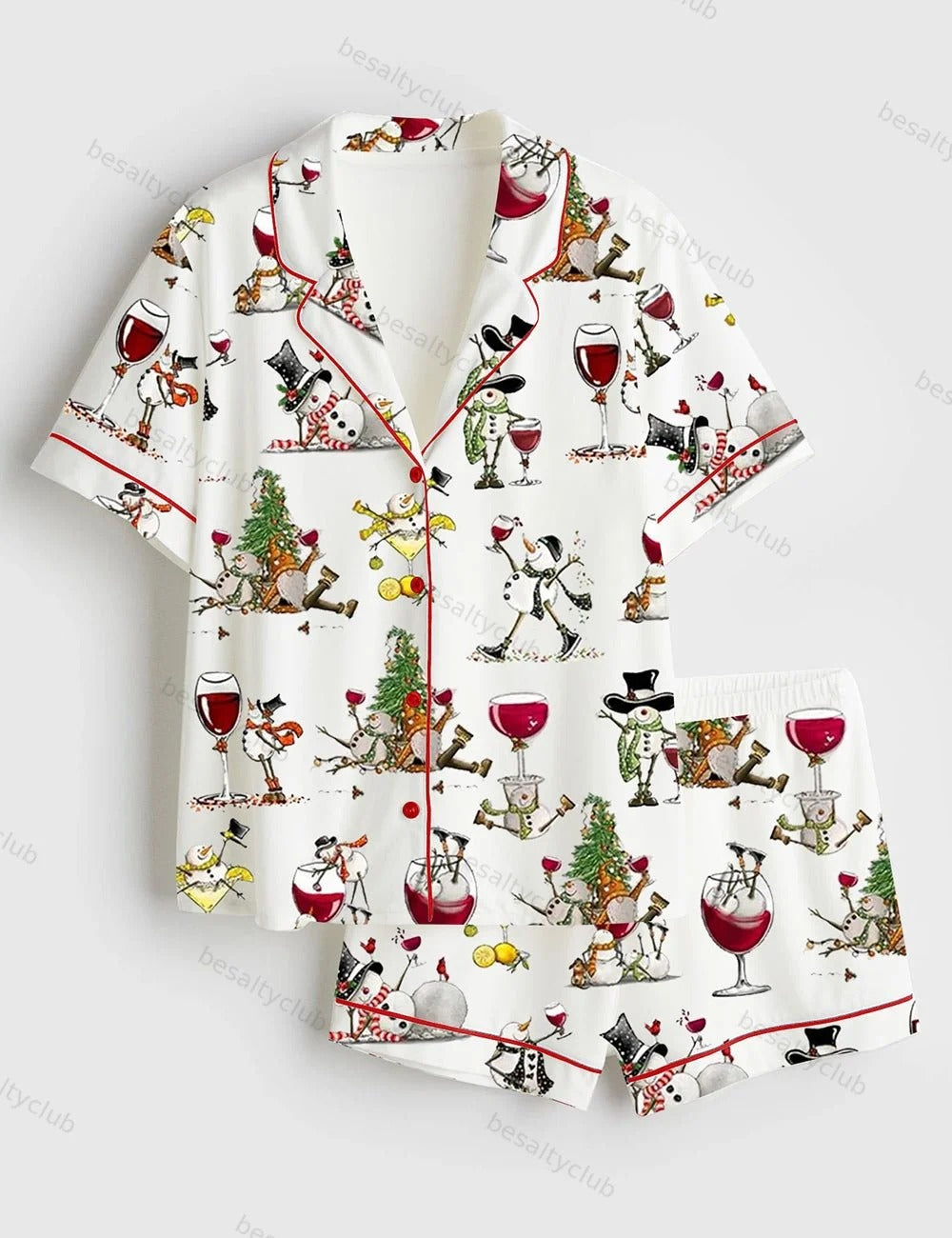Winey Snowman Christmas Pajama Set