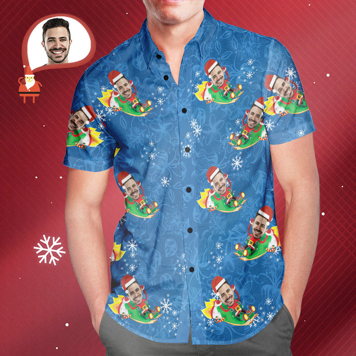 Men's Custom Face Hawaiian Shirt Funny Santa Claus Hawaiian Shirt Christmas Gift