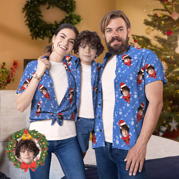 Custom Face Christmas Santa All Over Print Family Matching Hawaiian Outfit