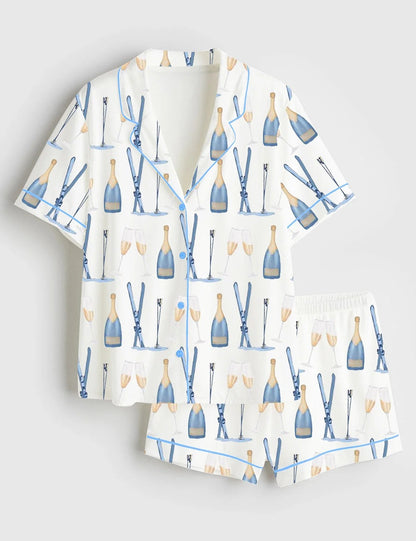 Women's Apre?s Ski Champagne Satin Pajama Set