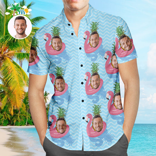 Léine Haváíais Aghaidh an Chustaim Cool Flamingo Pearsantaithe Aloha Beach Shirt For Men