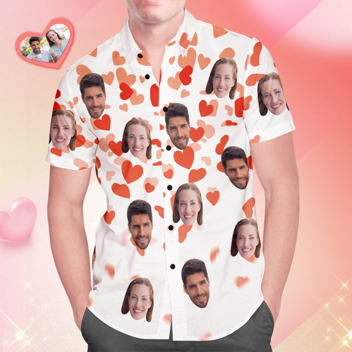 Custom Face Hawaiian Shirt All Over Print Men's Shirt Heart