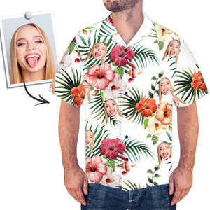 Custom Face Shirt Men's Hawaiian Shirt Colorful Flowers