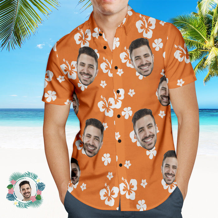 Custom Photo Hawaiian Shirt Beach Vacation Men's Popular All Over Print Hawaiian Beach Shirt Holiday Gift Hibiscus