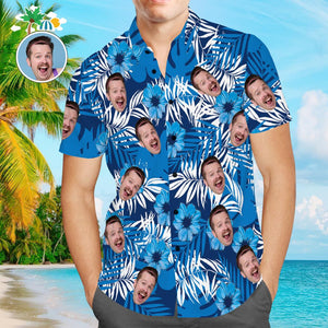 Custom Hawaiian Shirts Flowers and Leaves Design Personalized Aloha Beach Shirt For Men