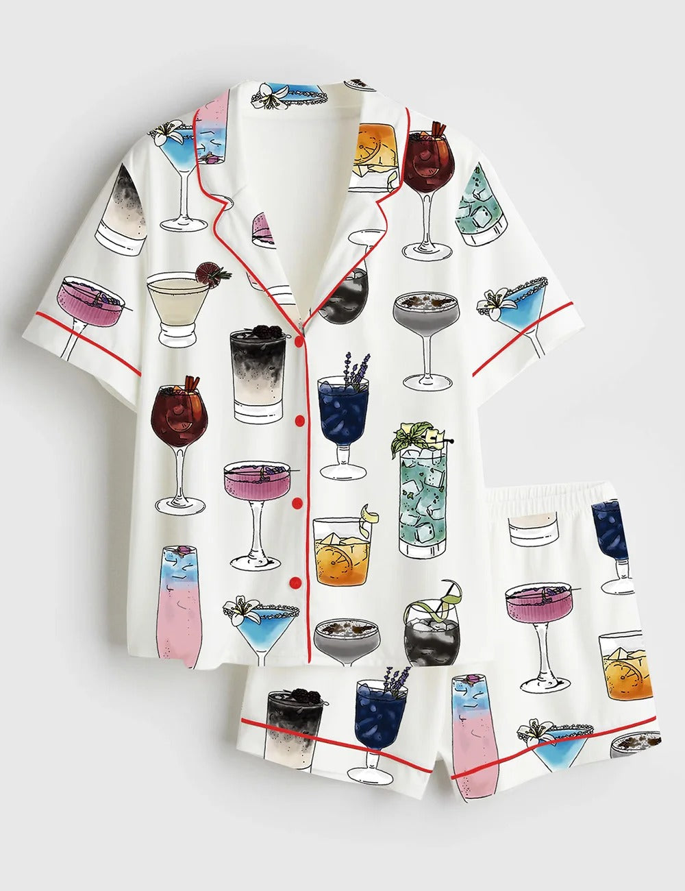 Women's The Eras Cocktails Short Sleeve Satin Pajama Set