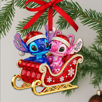 Alien Couple Sleigh Christmas Ornament - Personalized Christmas Gifts For Couple