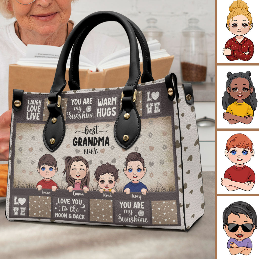 Best Grandma/ Mom Ever - Gift for grandma - Personalized Leather Handbag