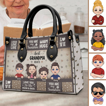Best Grandma/ Mom Ever - Gift for grandma - Personalized Leather Handbag