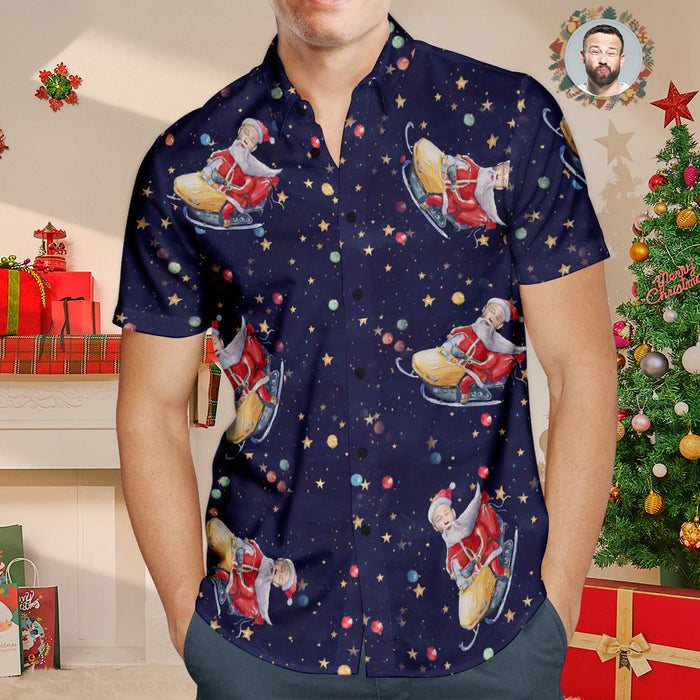 Custom Face Hawaiian Shirt Personalized Santa Claus Funny Christmas Shirts For Men