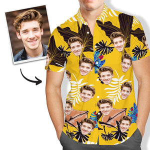 Custom Face Yellow Hawaiian Shirt Mens All Over Print