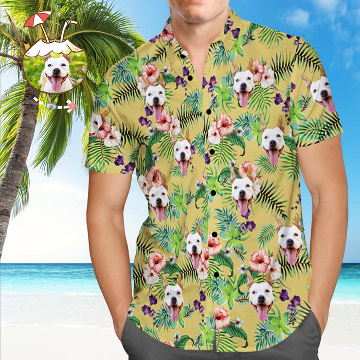 Custom Hawaiian Shirt with Dog Face Custom Tropical Shirt Personalized Hawaiian Shirt