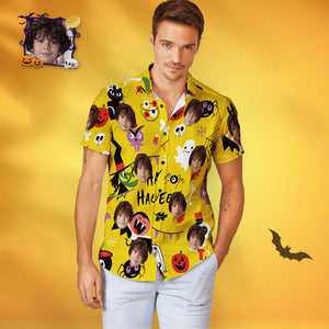 Men's Custom Face Happy Halloween Personalized Hawaiian Shirt