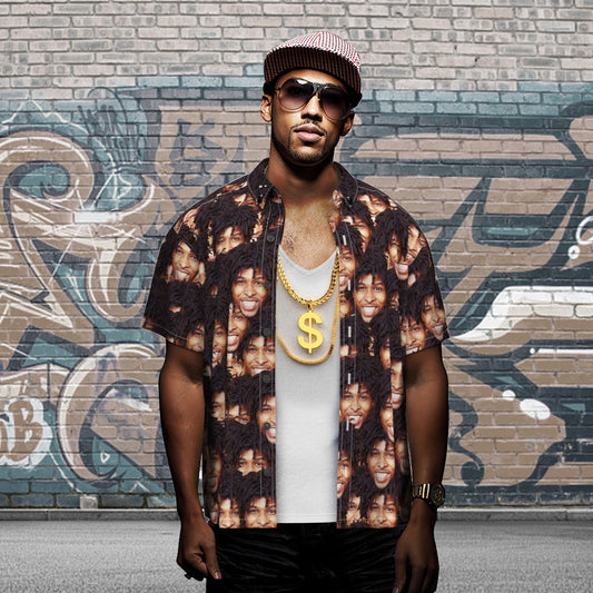 Léine Aghaidh an Chustaim na bhFear Léine Haváís Mash Aghaidh Stíl Hip Hop