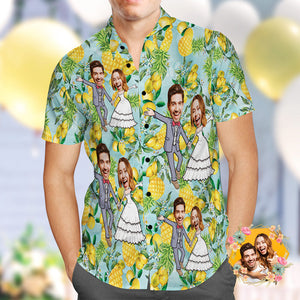 Wedding gifts, Custom Wedding Hawaiian Shirt Funny Pineapple Couple Face Hawaiian Shirt