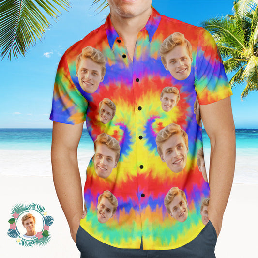 3D Face Print Hawaiian Shirt Cheese Burger & Pizza Casual Tropical Funky Button-Down Shirt