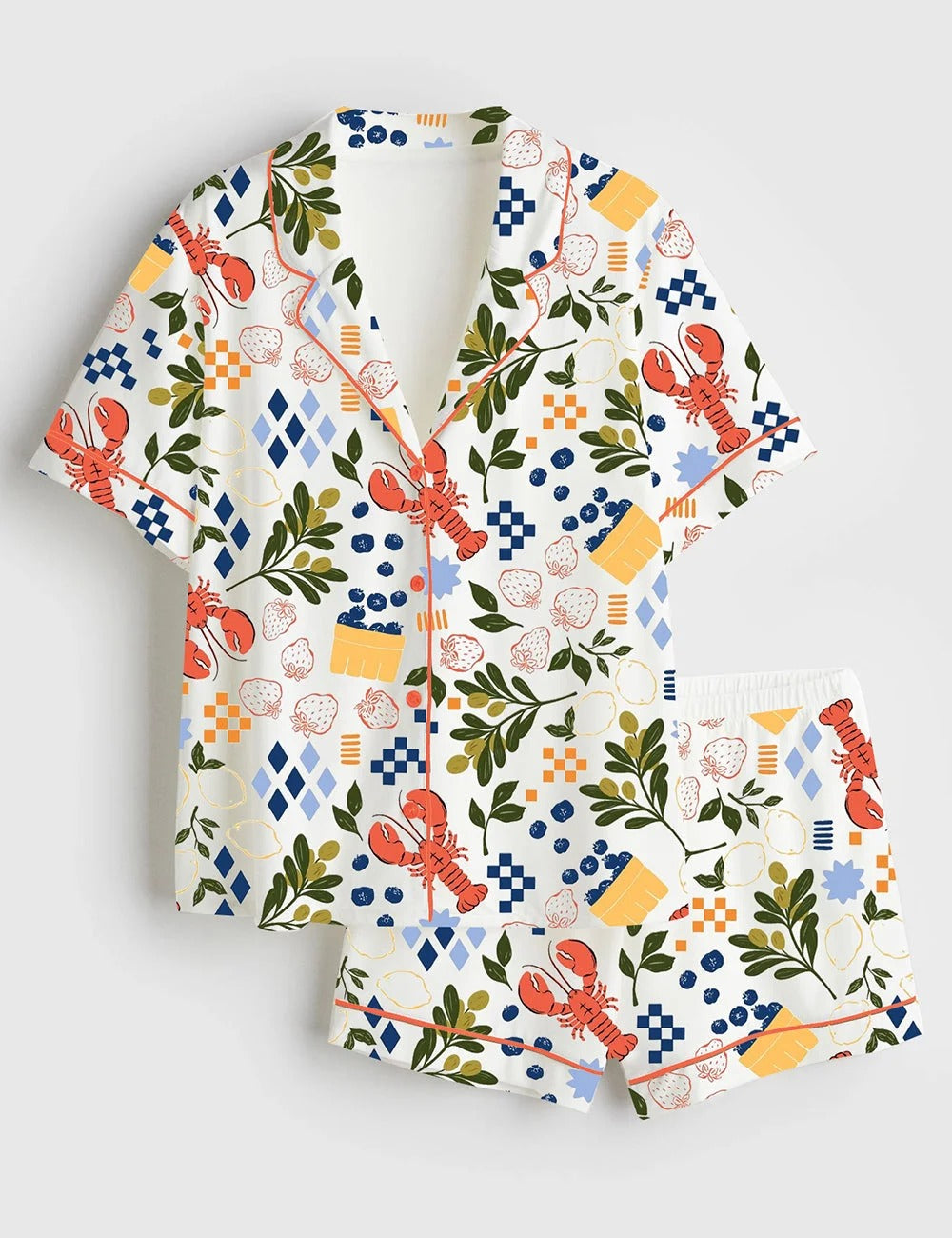 Women's Capri Design 502 Short Sleeve Satin Pajama Set