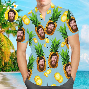 Custom Photo Shirt with Text Men's Hawaiian Shirt Big Pineapple