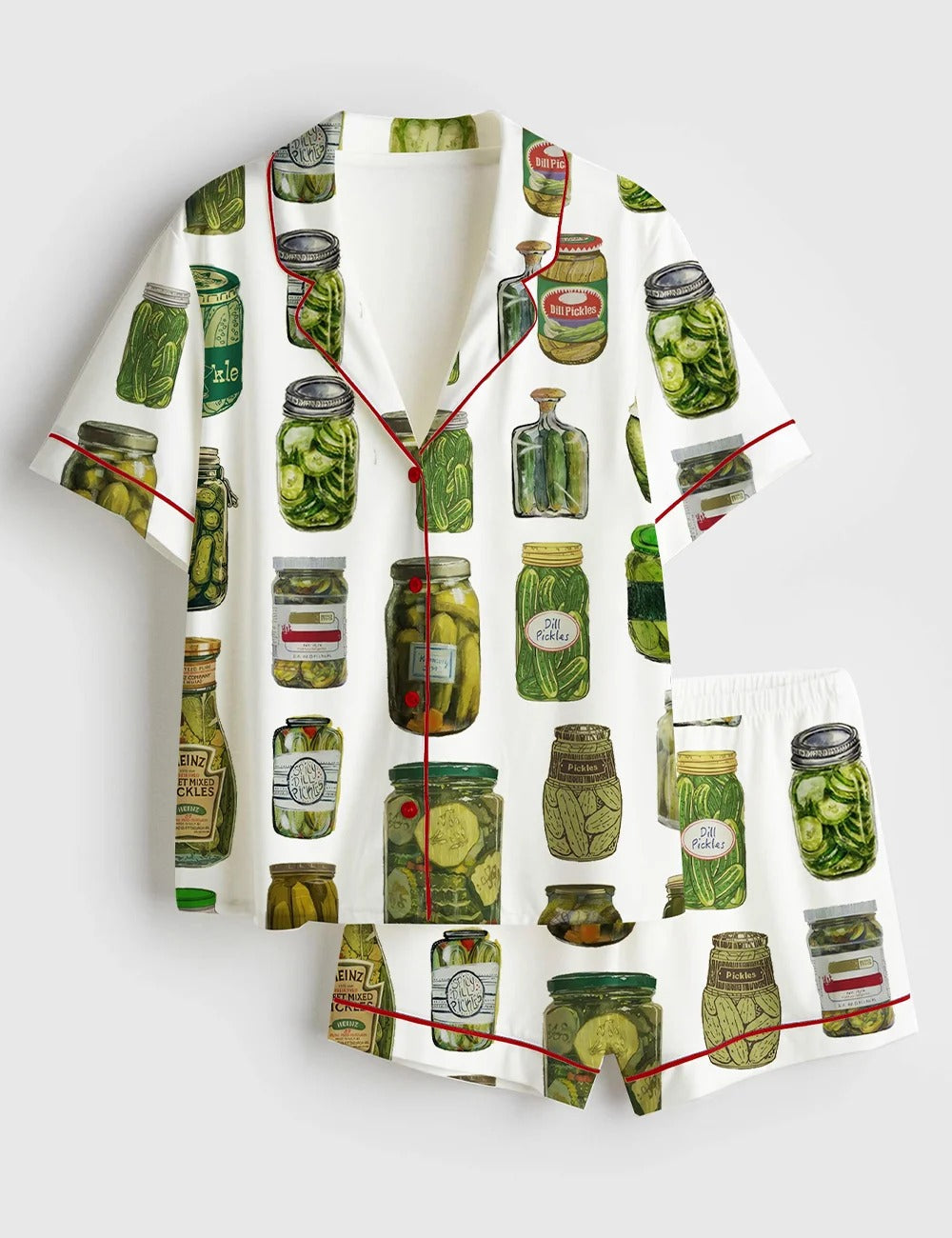 Women's Dill Pickle Collage Short Sleeve Satin Pajama Set