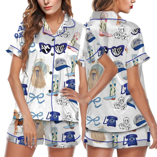 Am I Okay Moroney Silky Satin Pajama Set For Women