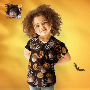 Kid's Custom Face Hawaiian Shirt Funny Pumpkins Personalized Hawaiian Shirt