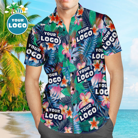 Lógó an Chustaim Léinte Haváís Bláthanna Colorful Pearsantaithe Aloha Beach Shirt For Men