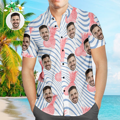 Léine Haváíais Aghaidh an Chustaim Pure Pineapple Pearsantaithe Aloha Beach Shirt For Men