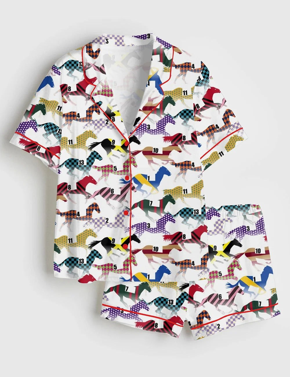 Women’s Western Kentucky Derby 151st Run For The Horse Print Short Sleeve Satin Pajama Set