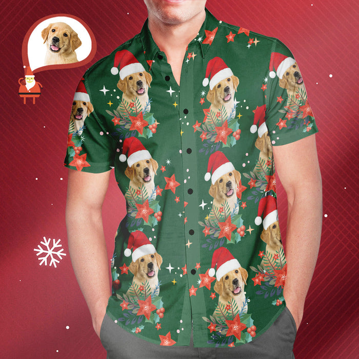 Men's Custom Photo Christmas Hawaiian Shirts Christmas Gift for Pet Lovers